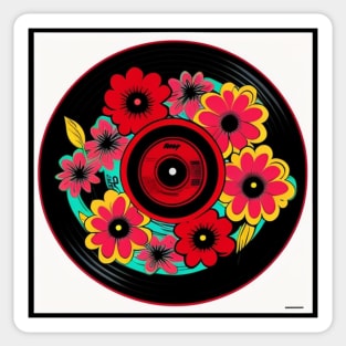 Mod Floral Vinyl Record Sticker